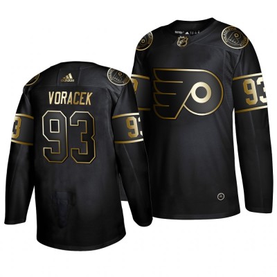 Adidas Philadelphia Flyers #93 Jakub Voracek Men's 2019 Black Golden Edition Authentic Stitched NHL Jersey